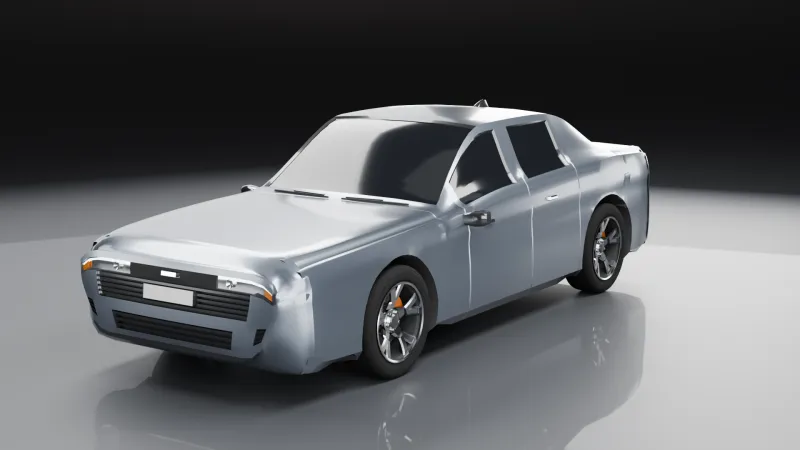 Sedan, front three-quarter studio render
